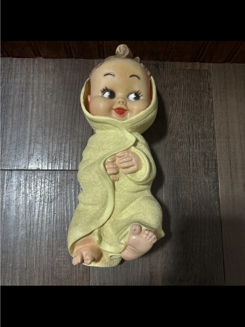 Vintage 1957 Vinyl BonnyTex Baby Doll w Turning Head Rubber Dace Toy 9.5”
